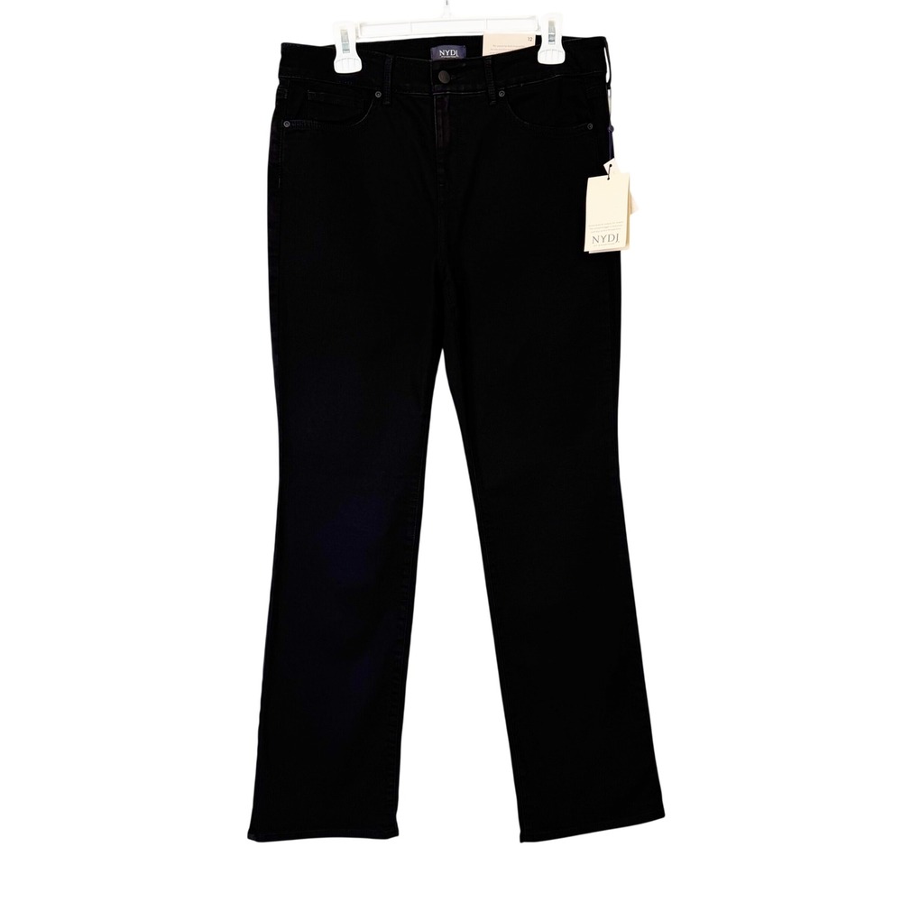 NEW NYDJ Marilyn Straight Leg Jeans Women's 12 Black Lift Tuck Slimming